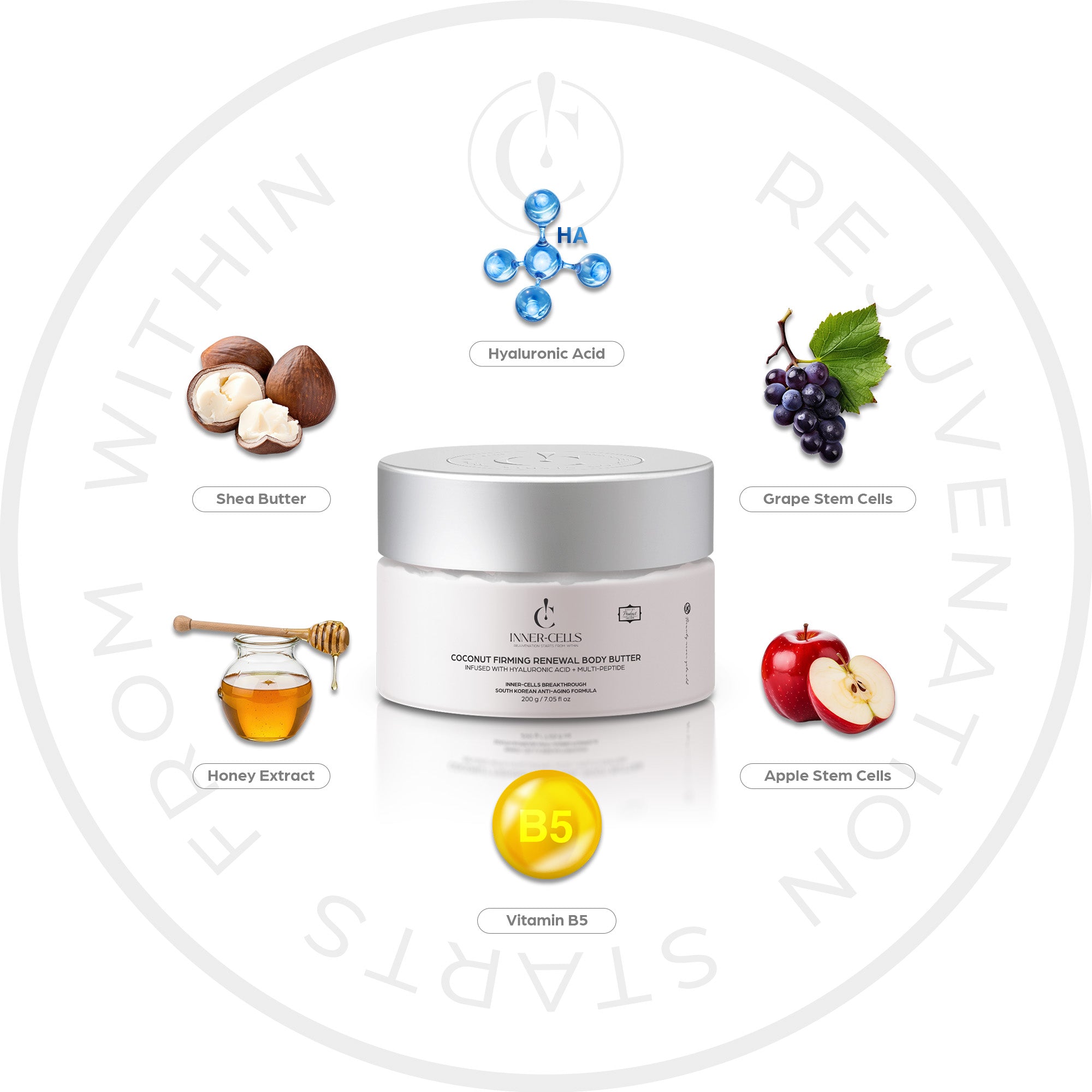 Coconut Firming Renewal Body Butter Infused with Hyaluronic Acid + Multi-Peptide