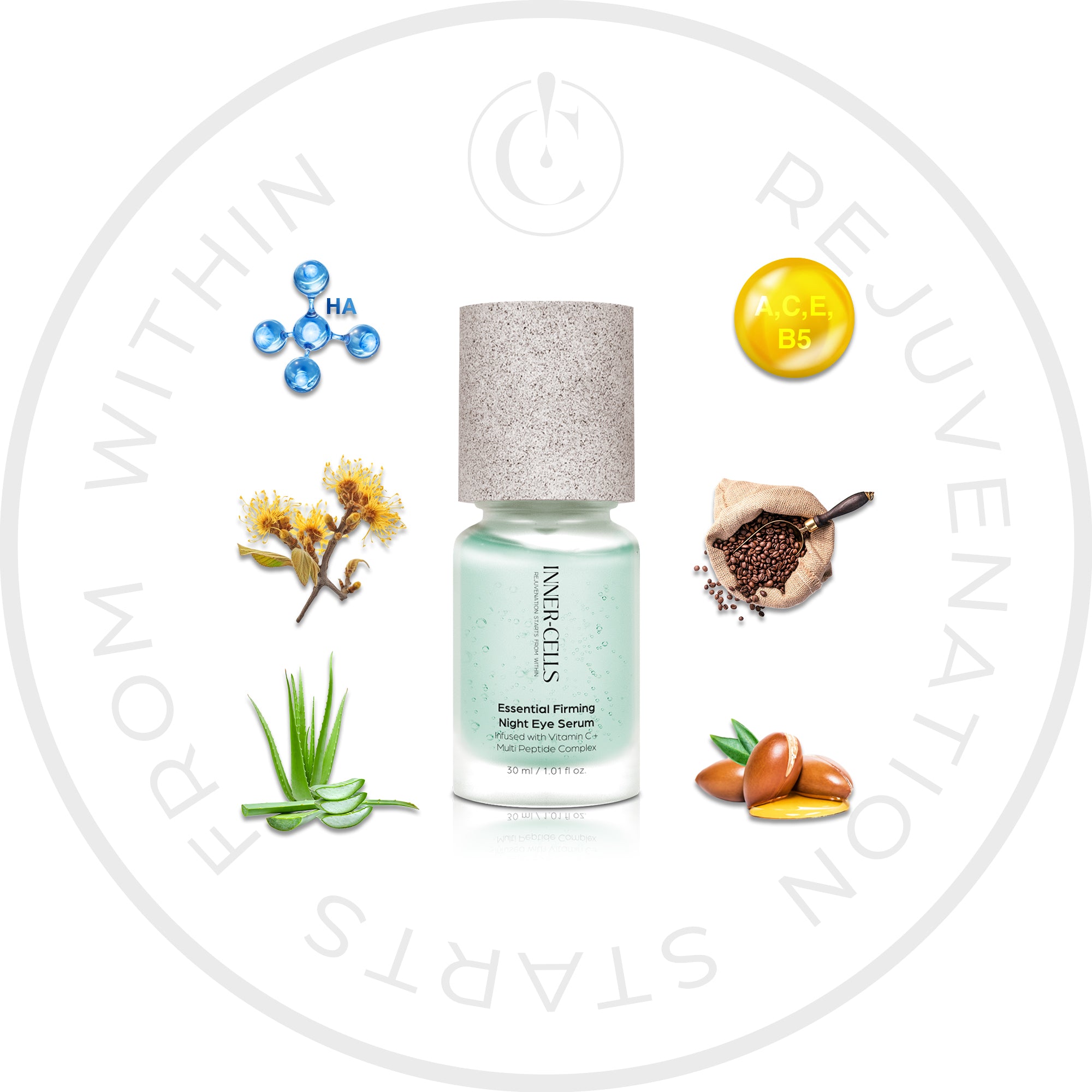 Essential Firming Night Eye Serum Infused with Vitamin C + Multi-Peptide Complex