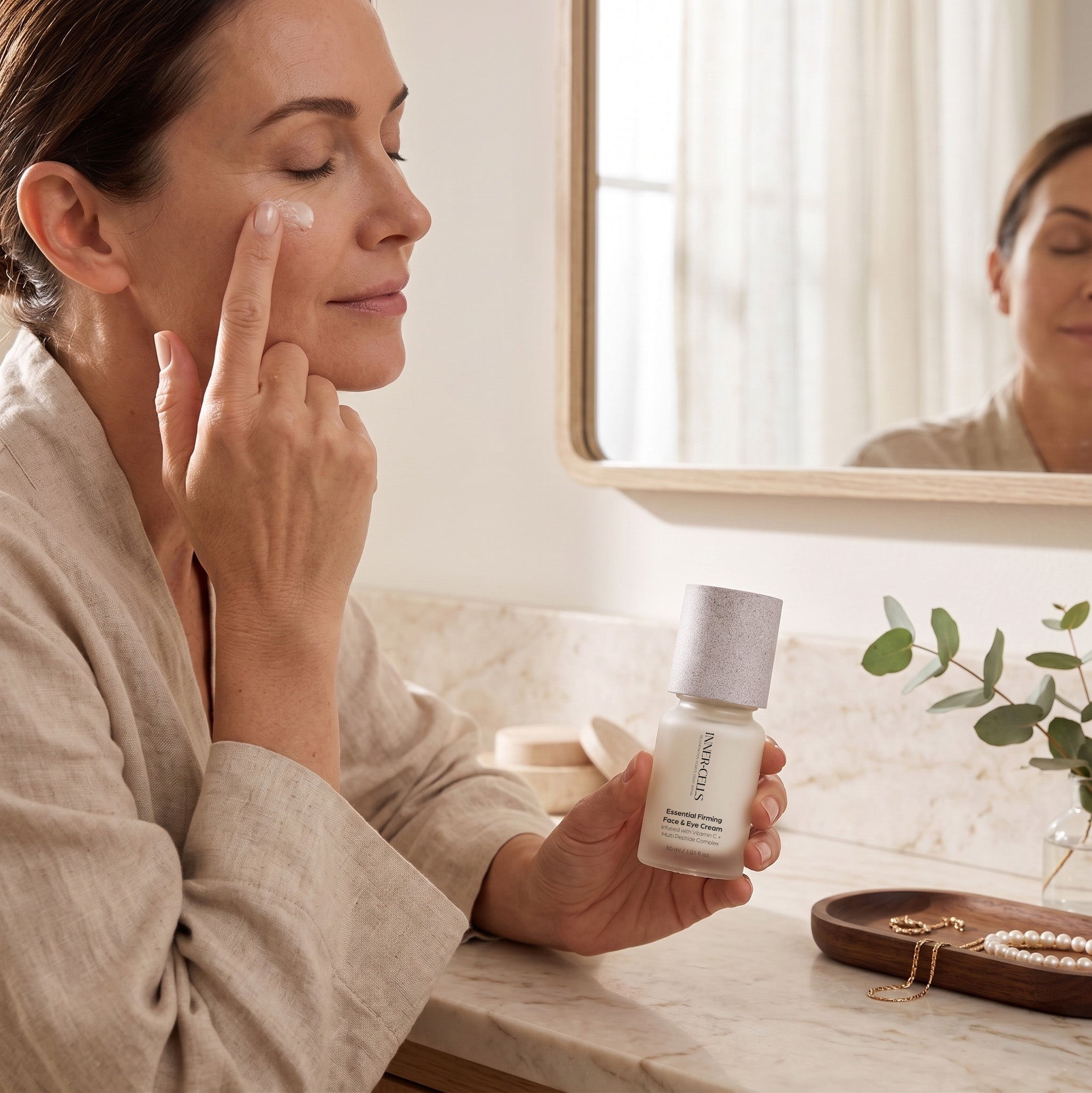 Essential Firming Face & Eye Cream Infused with Vitamin C + Multi-Peptide Complex