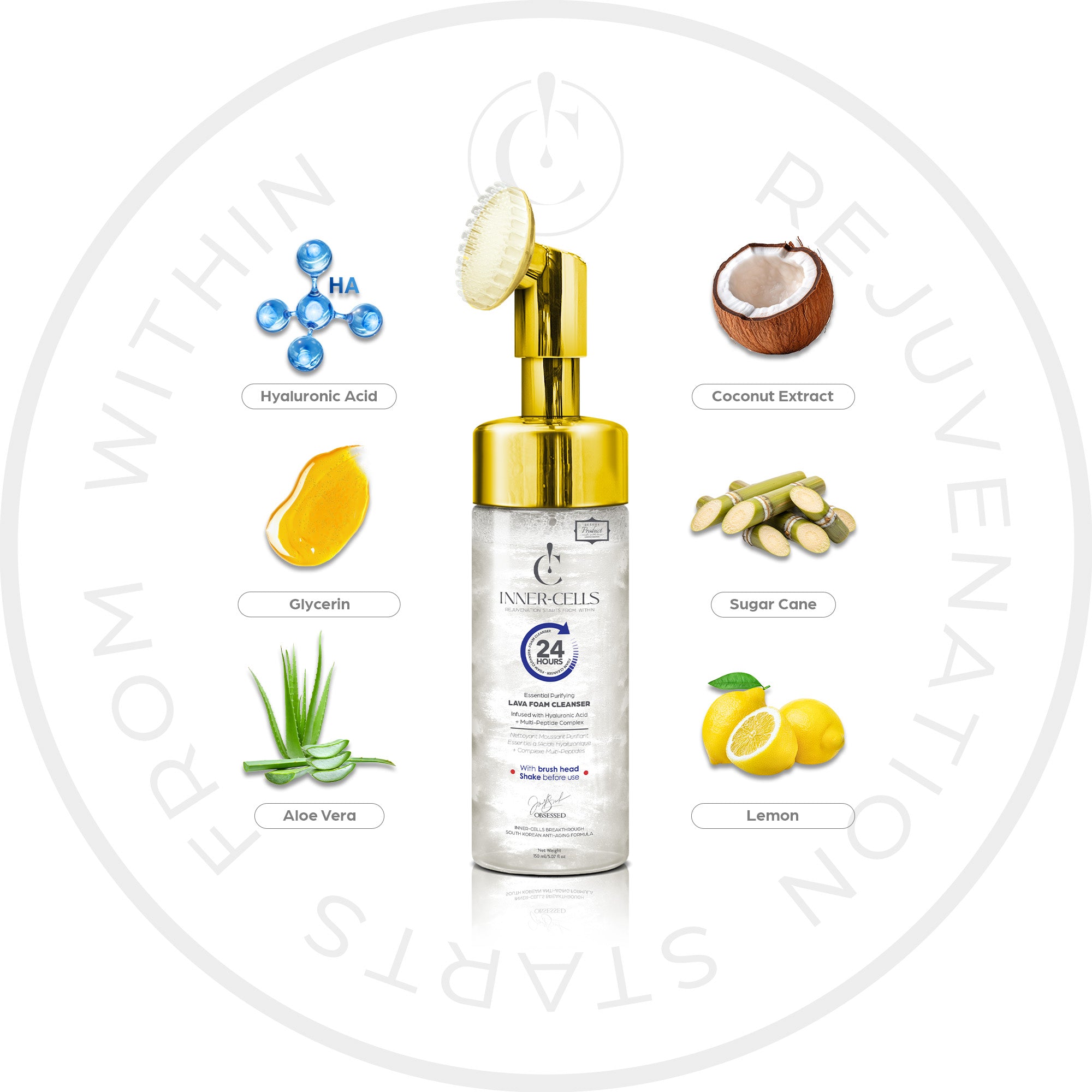 Essential Purifying Lava Foam Cleanser Infused with Hyaluronic Acid + Multi-Peptide Complex