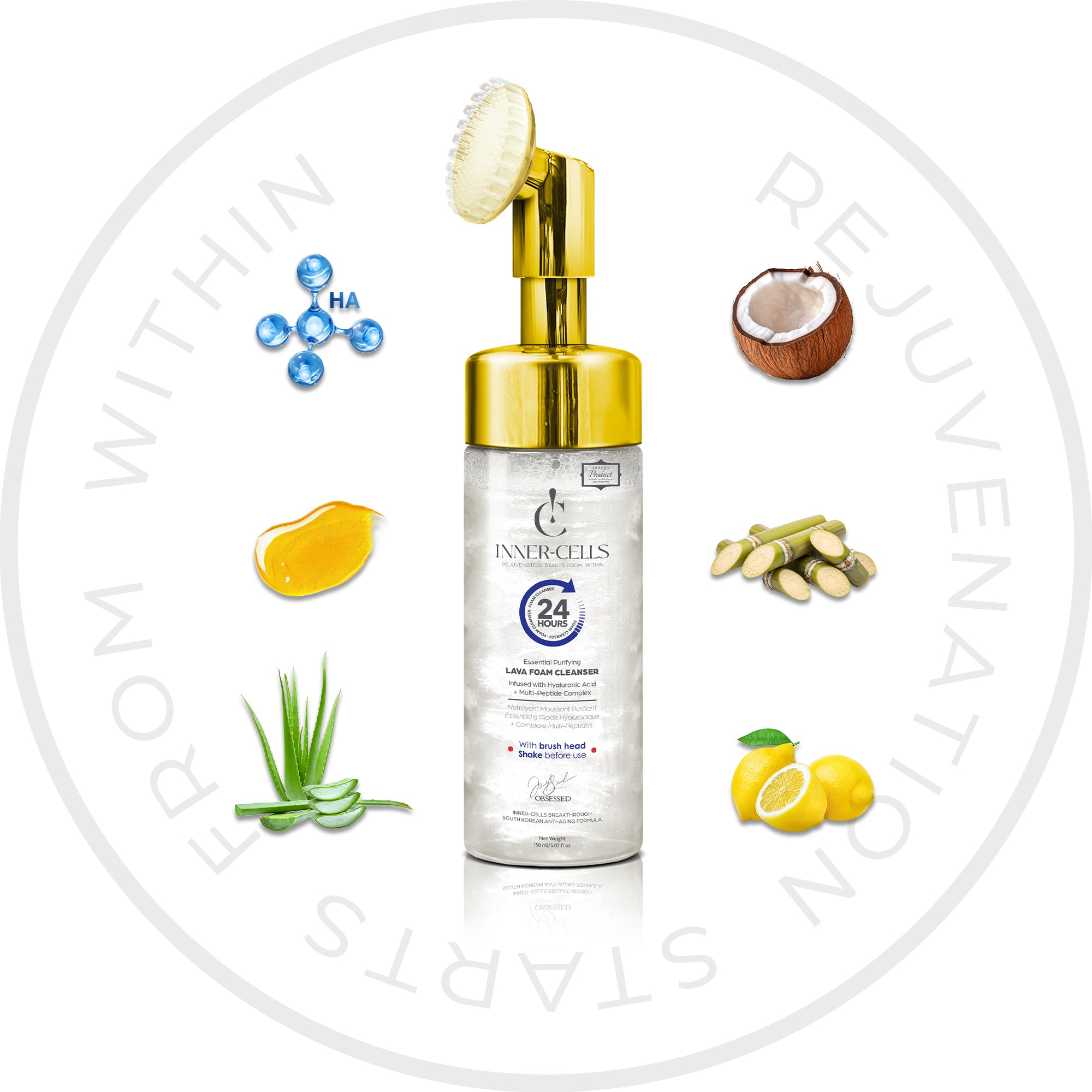 Essential Purifying Lava Foam Cleanser Infused with Hyaluronic Acid + Multi-Peptide Complex