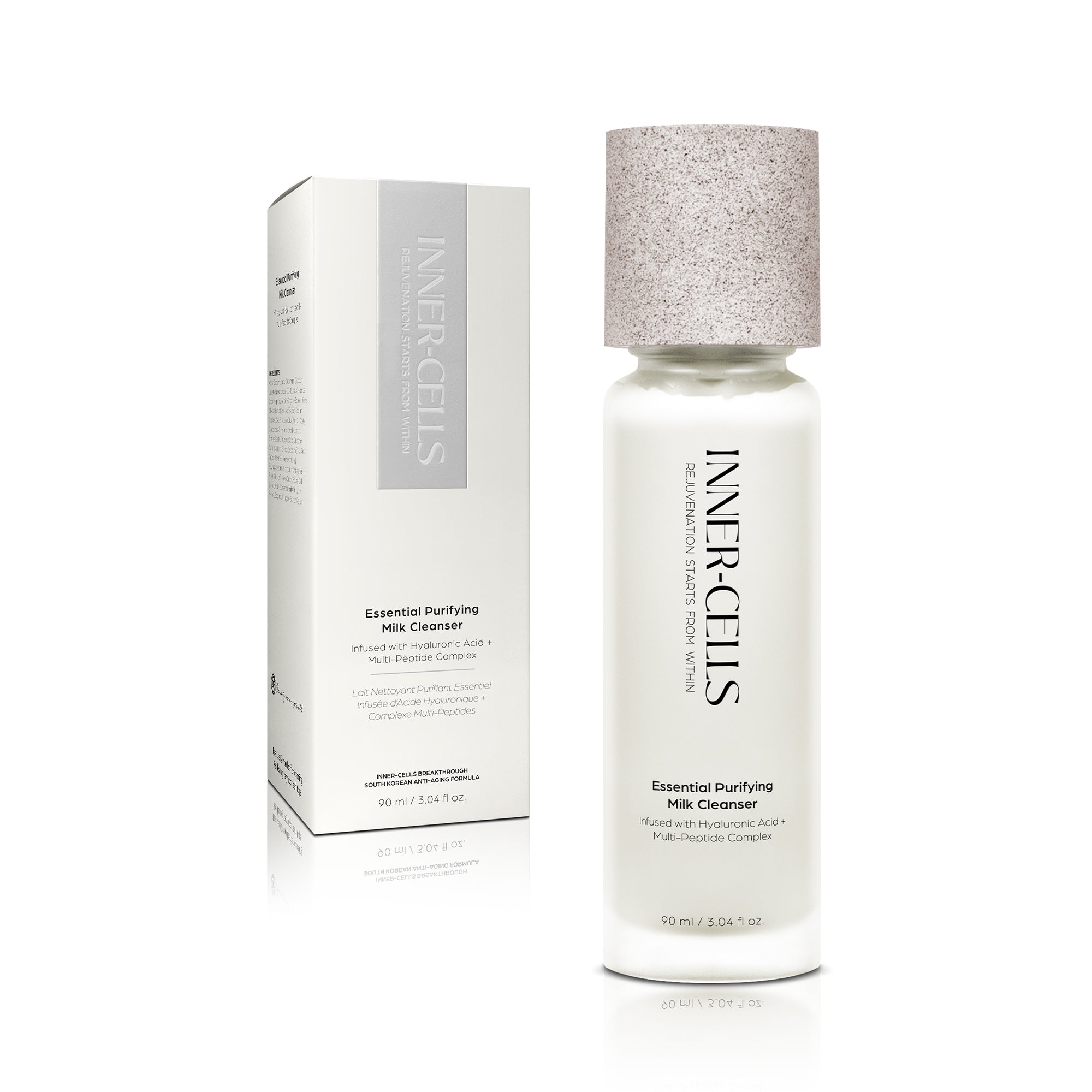 Essential Purifying Milk Cleanser Infused with Hyaluronic Acid + Multi-Peptide Complex