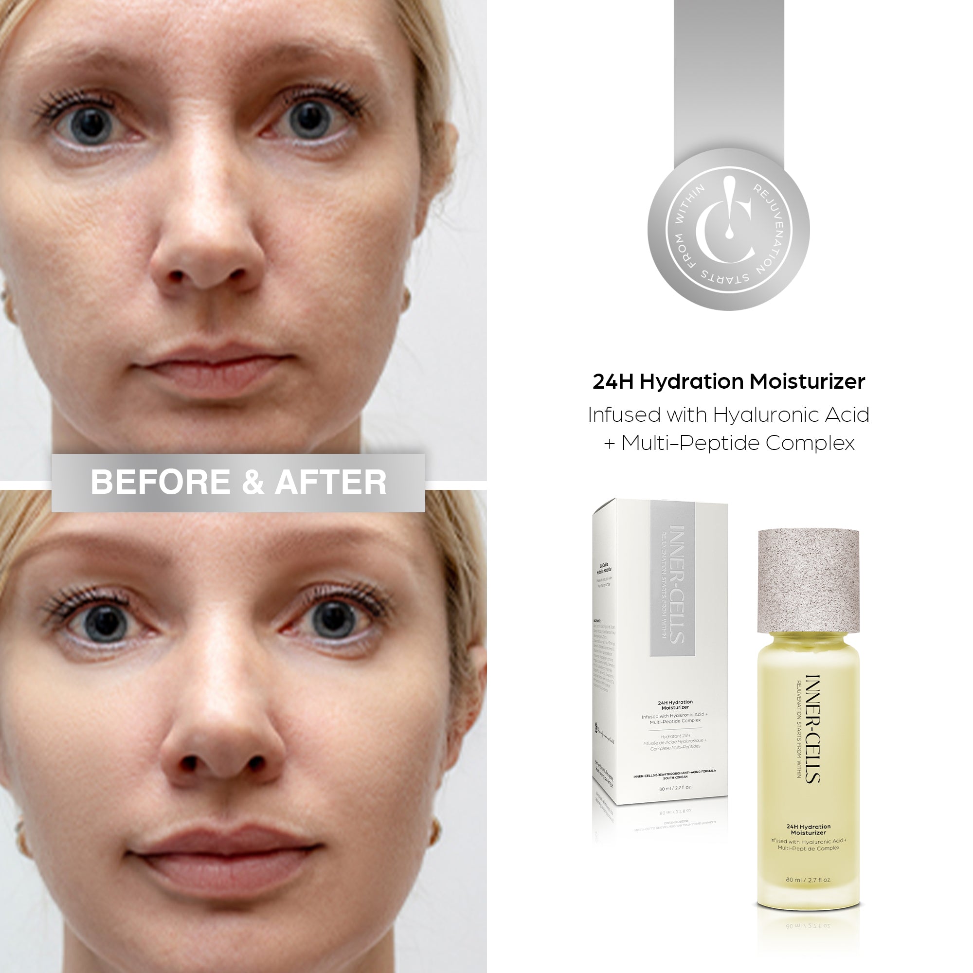 24H Hydration Moisturizer Infused with Hyaluronic Acid + Multi-Peptide Complex